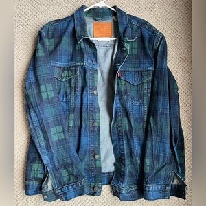 Original Levi Blue Green Denim Plaid Jacket